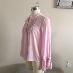 J. Crew PINK Pin tuck buttonup chiffon blouse (top shown on model in diff color